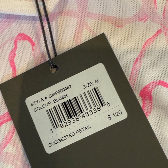 G/FORE Men's Medium BLUSH Watercolour Floral Tech Pique Golf Polo MSRP $120 - Picture 6 of 7